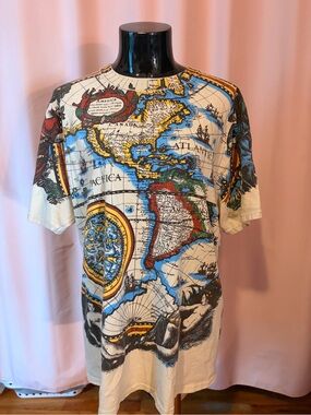 Map Print Short-Sleeve Men's Shirt
